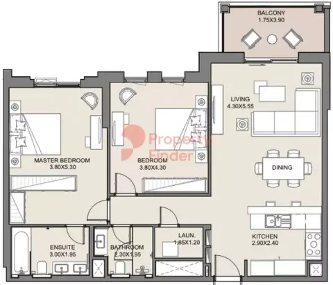 Jadeel Phase 2 By Meraas floor plan, 2 Bed, 1,108–1,783 sq ft