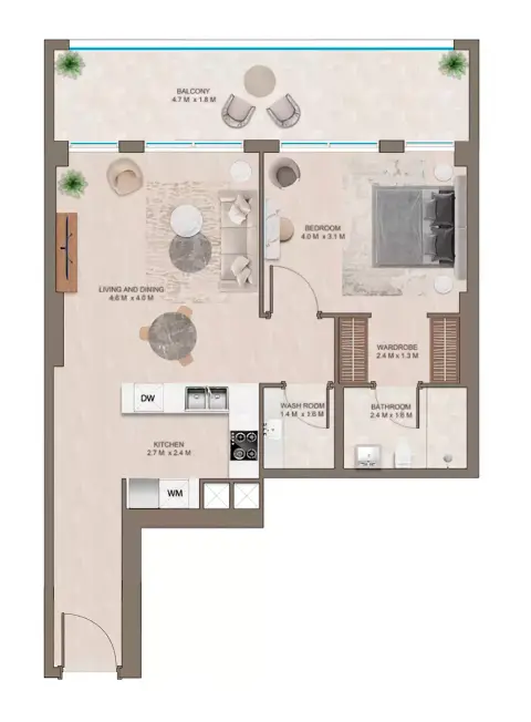 Floor plan, 1 Bed