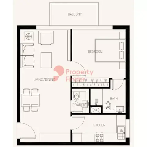 Floor plan, 1 Bed