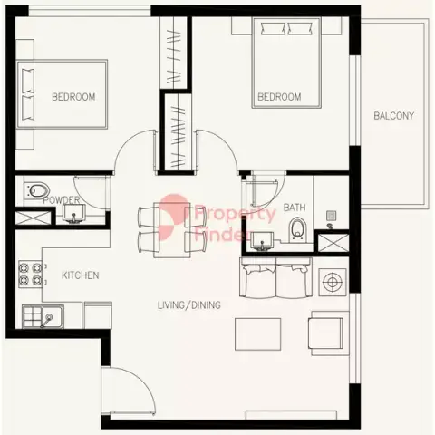 Floor plan, 2 Bed