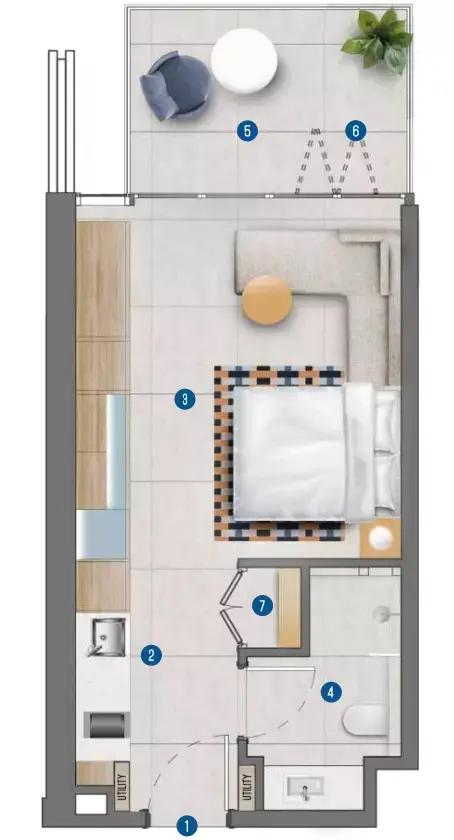 Rove Home By IRTH floor plan, Studio, 445 sq ft