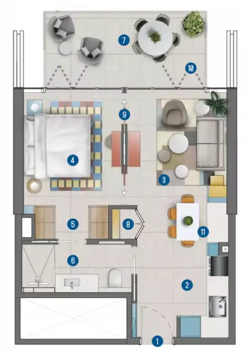 Rove Home By IRTH floor plan, 1 Bed, 600–870 sq ft