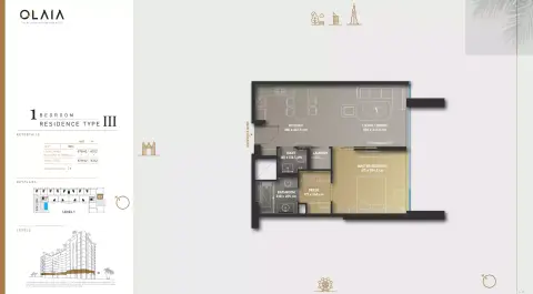 Olaia Residences floor plan, 1 Bed, 679–1,136 sq ft