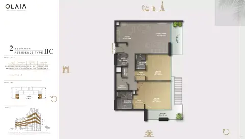 Olaia Residences floor plan, 2 Bed, 1,557–1,762 sq ft