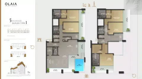 Olaia Residences floor plan, 5 Bed, 4,148 sq ft