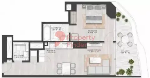 Coral Reef floor plan, 1 Bed