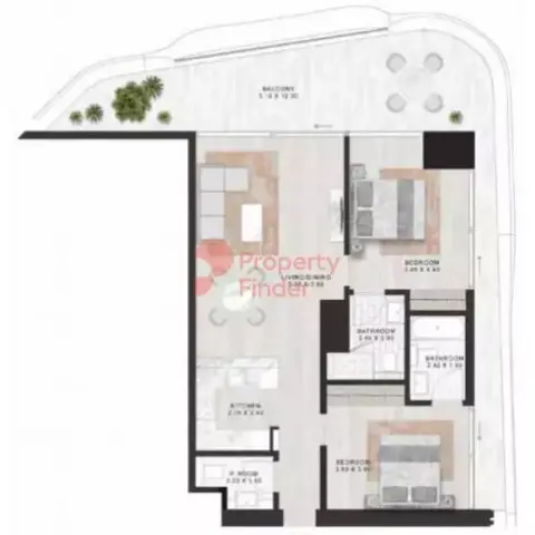 Coral Reef floor plan, 2 Bed