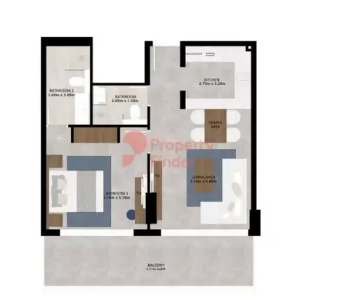 Floor plan, 1 Bed