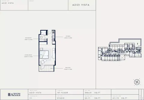 Azizi Vista floor plan, Studio, 411–498 sq ft