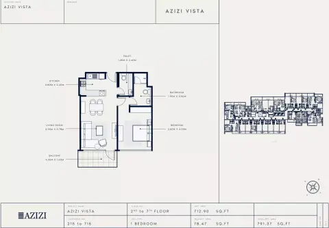 Azizi Vista floor plan, 1 Bed, 791–927 sq ft