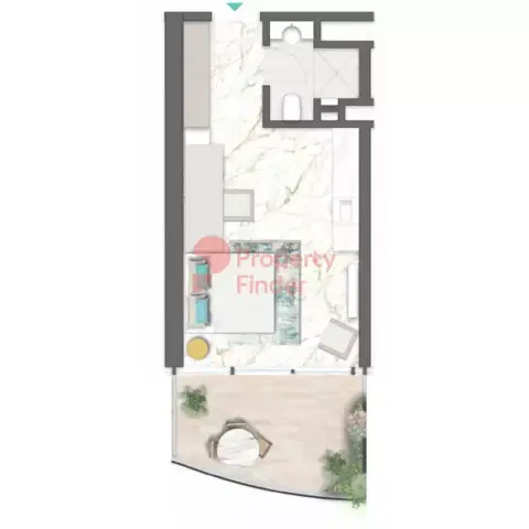 ChicÂ Tower floor plan, Studio, 448 sq ft