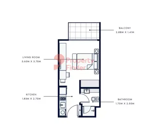 Azizi Amber floor plan, Studio, 342–364 sq ft