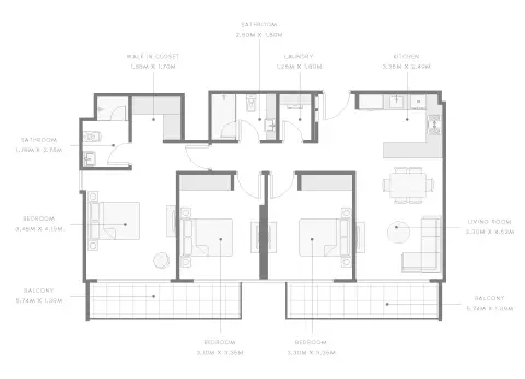 Azizi Amber floor plan, 3 Bed, 1,261–2,019 sq ft