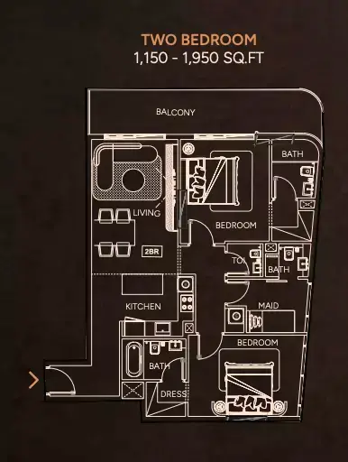 Floor plan, 2 Bed