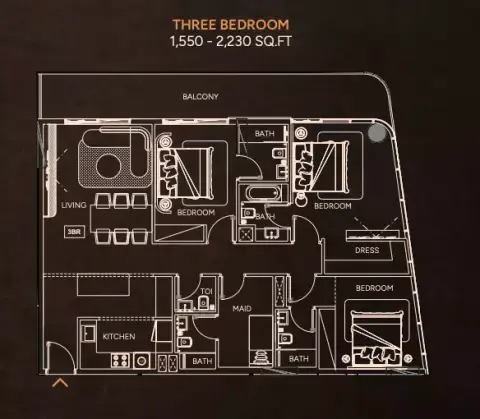 Floor plan, 3 Bed