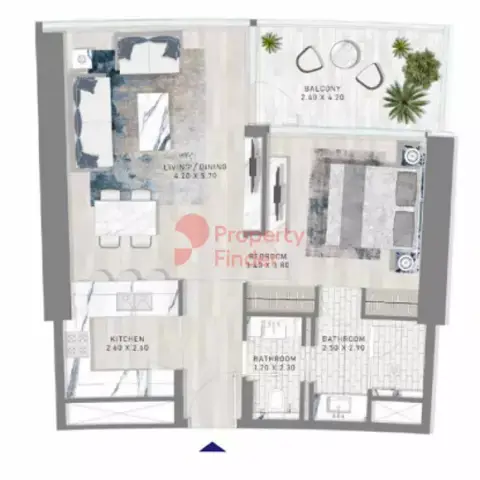 Damac Harbour Lights floor plan, 1 Bed