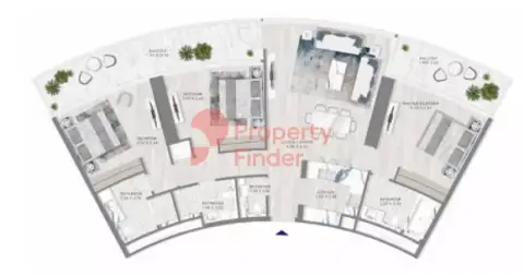 Damac Harbour Lights floor plan, 3 Bed, 2,542 sq ft