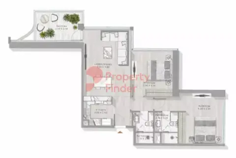 Elegance Tower By Damac floor plan, 2 Bed