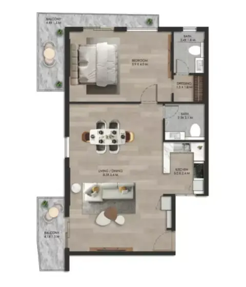 Floor plan, 1 Bed