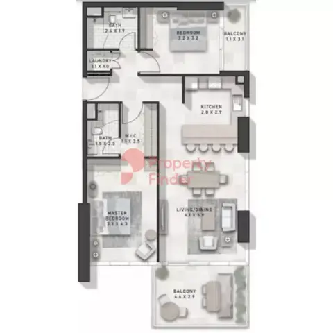 Golf Gate floor plan, 2 Bed