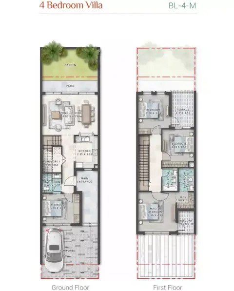 Portofino floor plan, 4 Bed