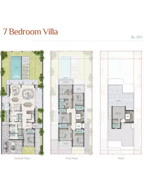 Portofino floor plan, 7 Bed