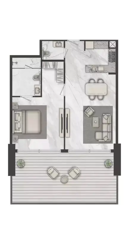 Terraces Marasi floor plan, 1 Bed, 1,066–1,253 sq ft