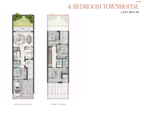 Damac Lagoons - IBIZA floor plan, 4 Bed