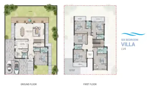 Santorini By Damac floor plan, 6 Bed