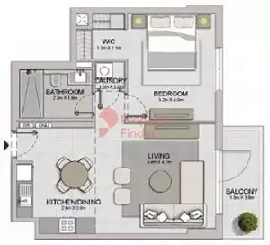 La Sirene Phase1 By Meraas floor plan, 1 Bed, 696–900 sq ft