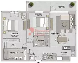 La Sirene Phase1 By Meraas floor plan, 2 Bed, 1,277–1,402 sq ft