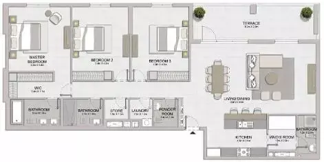 La Sirene Phase1 By Meraas floor plan, 3 Bed, 2,030–2,255 sq ft