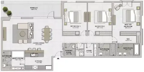 La Sirene Phase1 By Meraas floor plan, 3 Bed, 2,035 sq ft