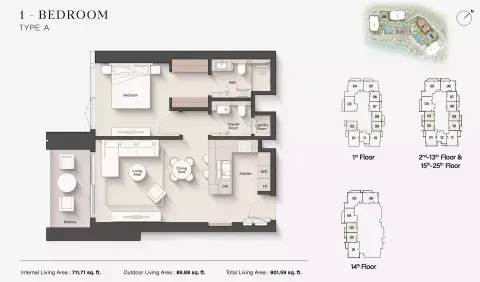 Floor plan, 1 Bed