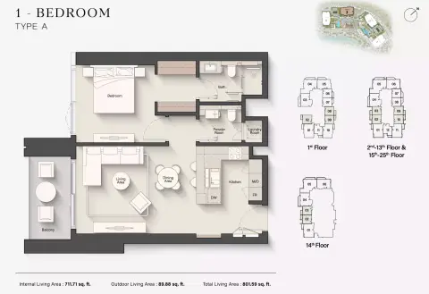Floor plan, 1 Bed