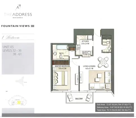 Floor plan, 1 Bed