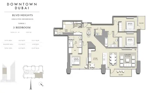 Floor plan, 3 Bed