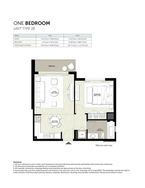 Floor plan, 1 Bed