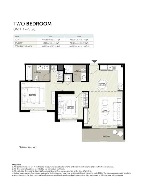 Floor plan, 2 Bed