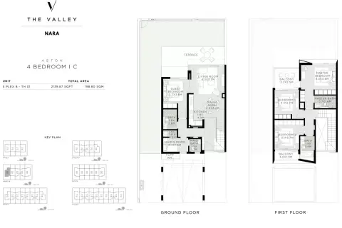 The Valley by Emaar floor plan, 4 Bed, 2,139–2,249 sq ft