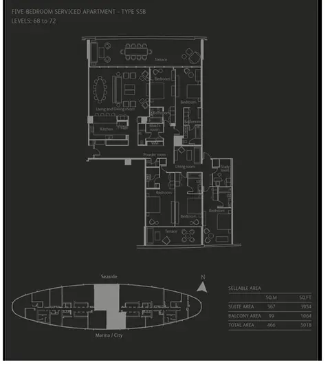 Floor plan, 5 Bed