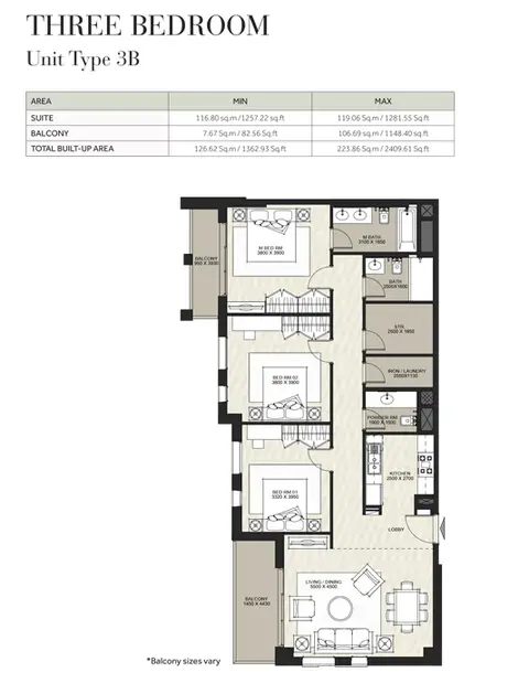 Floor plan, 3 Bed