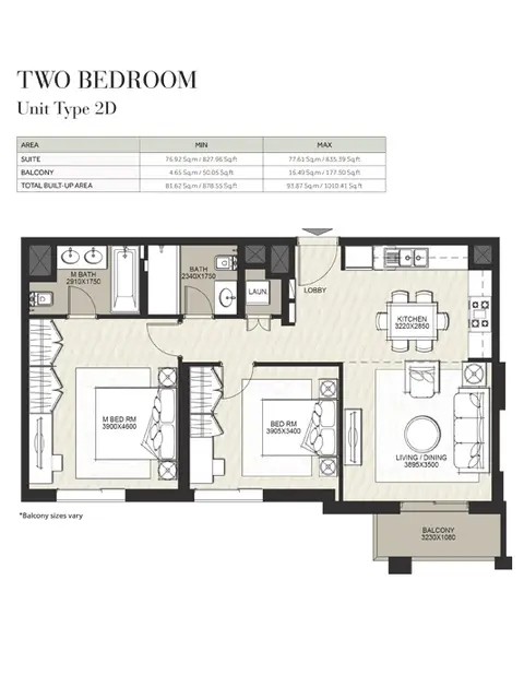 Floor plan, 2 Bed