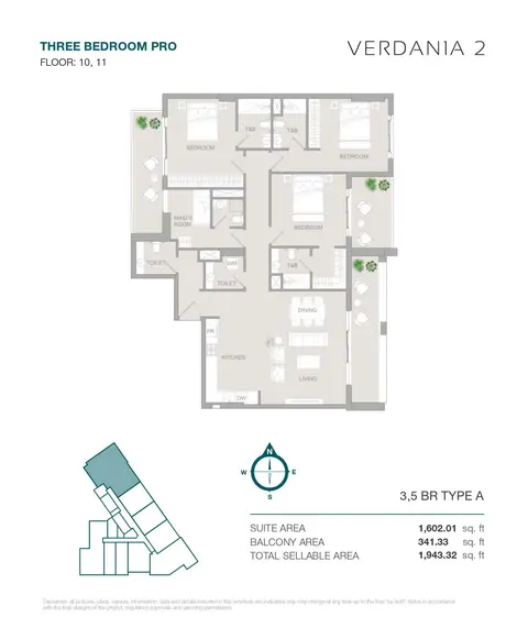 Floor plan, 3 Bed