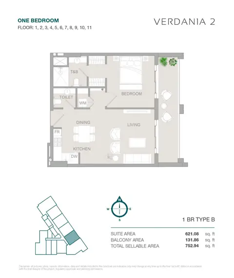 Floor plan, 1 Bed