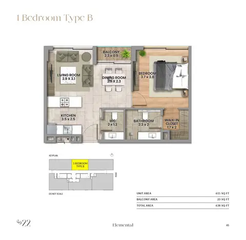 Floor plan, 1 Bed