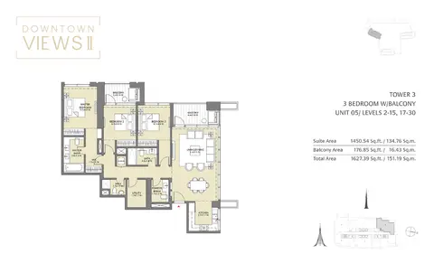 Floor plan, 3 Bed