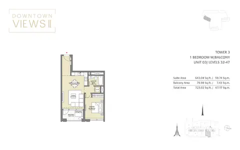 Floor plan, 1 Bed