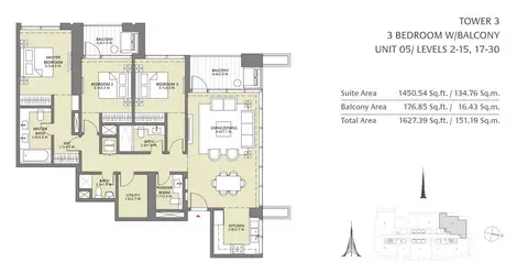 Floor plan, 3 Bed