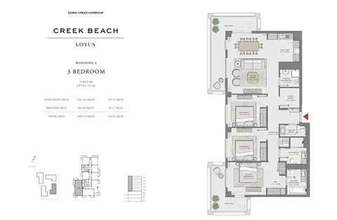 Floor plan, 3 Bed